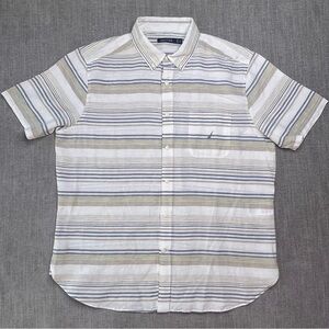 Nautica linen blend striped short sleeved shirt XL